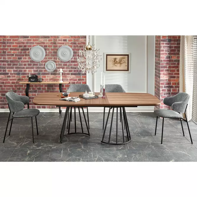 Stôl Everton mdf/oceľ – orech/čierna,13