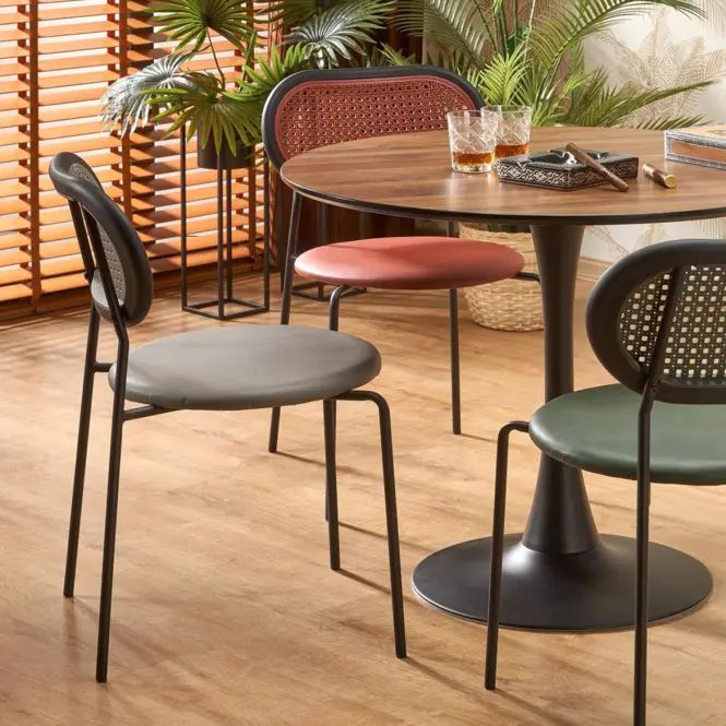 Stôl Olmo mdf/oceľ – orech/čierna,6