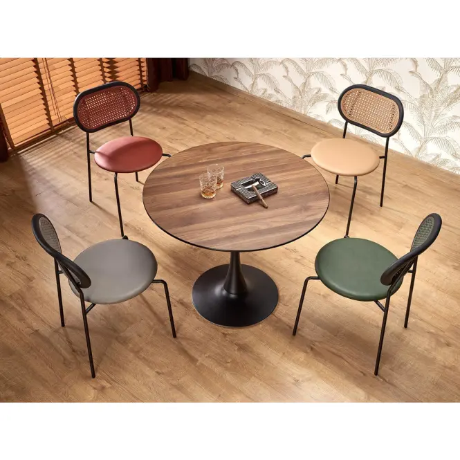 Stôl Olmo mdf/oceľ – orech/čierna,8