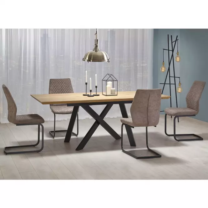 Stôl Capital 180x240 mdf/oceľ – dub zlatá/čierna