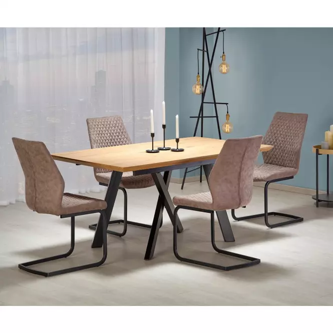 Stôl Capital 180x240 mdf/oceľ – dub zlatá/čierna