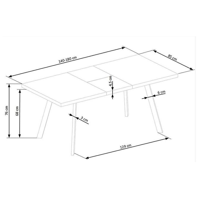 Stôl Berlin 90x160 mdf/oceľ – medový orech/čierna