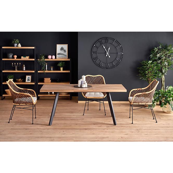 Stôl Berlin 90x160 mdf/oceľ – medový orech/čierna