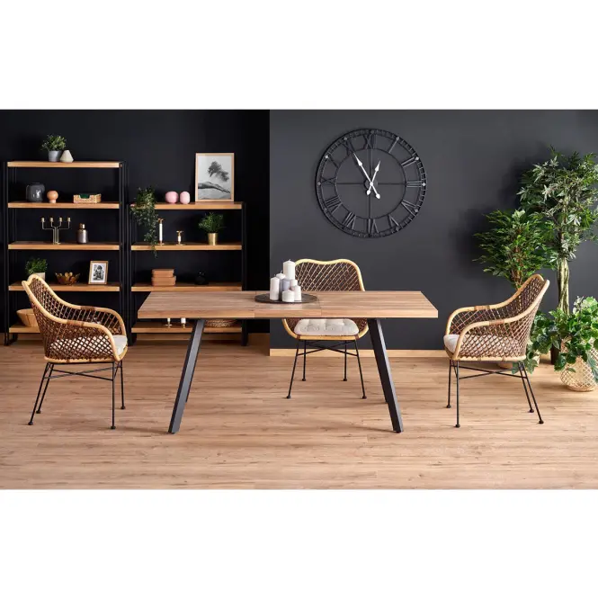 Stôl Berlin 90x160 mdf/oceľ – medový orech/čierna,13