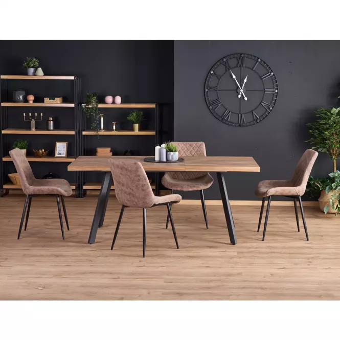 Stôl Berlin 90x160 mdf/oceľ – medový orech/čierna