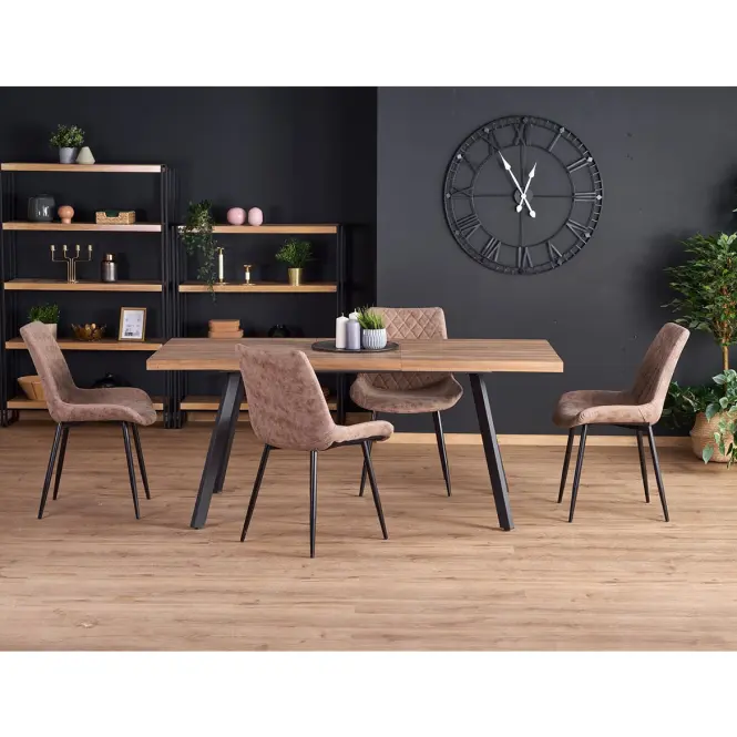 Stôl Berlin 90x160 mdf/oceľ – medový orech/čierna,15