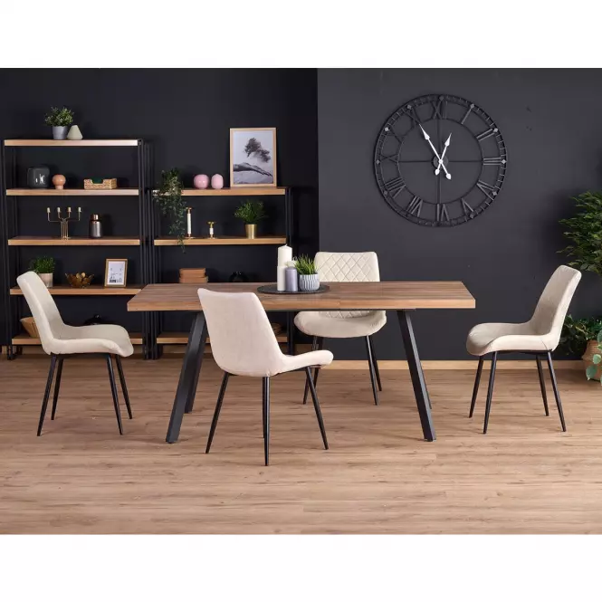 Stôl Berlin 90x160 mdf/oceľ – medový orech/čierna