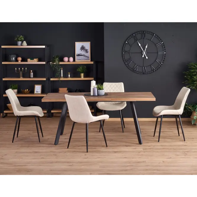 Stôl Berlin 90x160 mdf/oceľ – medový orech/čierna,16