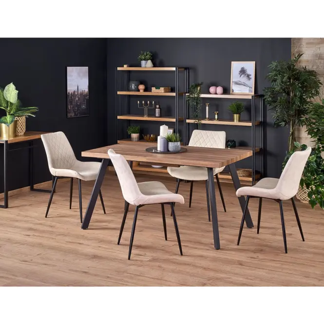 Stôl Berlin 90x160 mdf/oceľ – medový orech/čierna,17