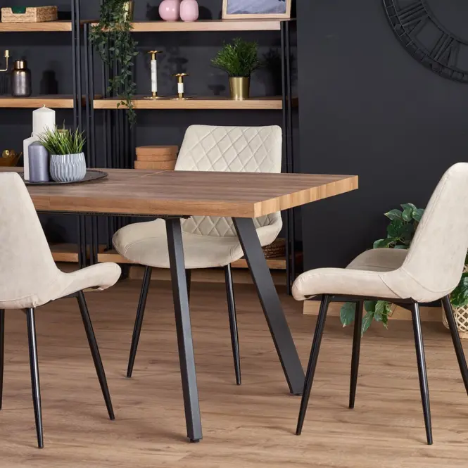 Stôl Berlin 90x160 mdf/oceľ – medový orech/čierna,18
