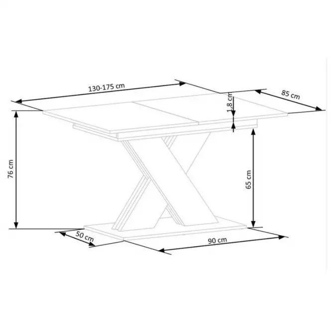 Stôl Xarelto 85x130 doska - dub lancelot/biela