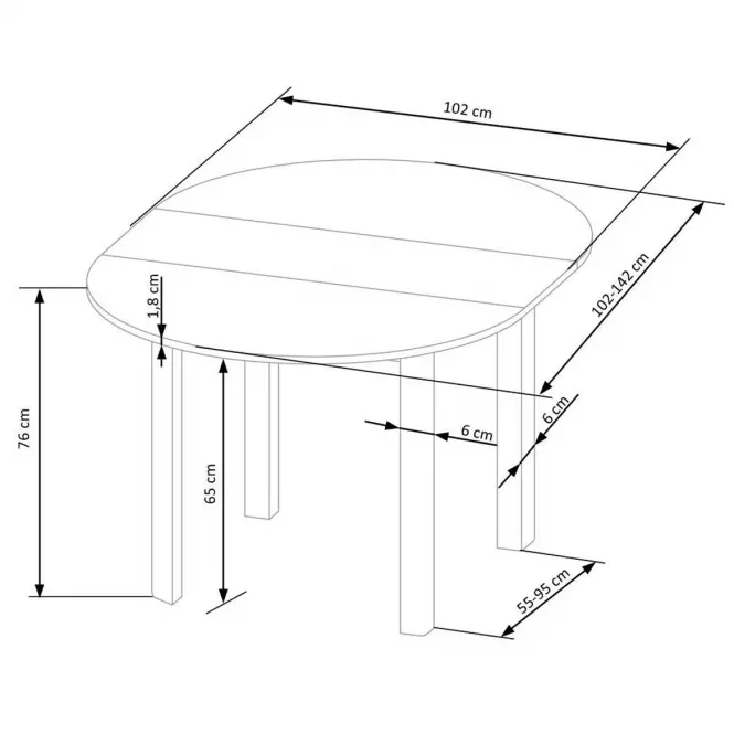 Stôl Ringo 102x142 doska/mdf – dub craft