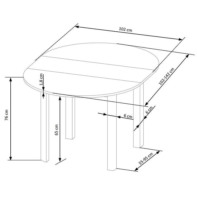 Stôl Ringo 102x142 doska/mdf – čierna