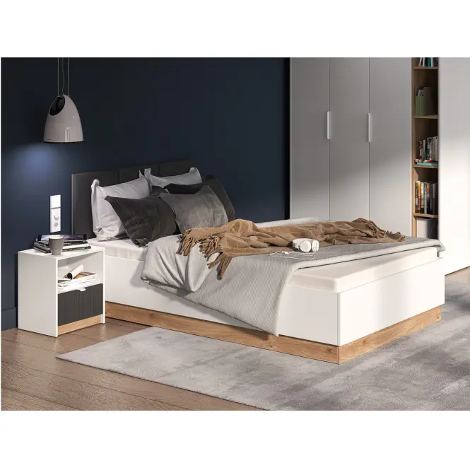 Posteľ Torino 120 + rošt so zdvihom 1201 biela/dub castello/grafit,6