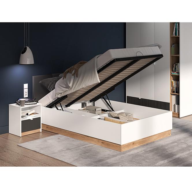 Posteľ Torino 120+Rošt s výťahom  1201 biela/dub castello/grafit,7