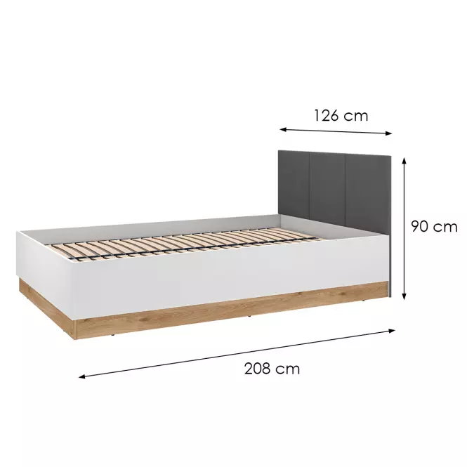 Posteľ Torino 120+Rošt Flx 1202 biela/dub castello/grafit,2