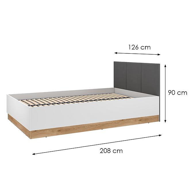 Posteľ Torino 120+Rošt Flx 1202 biela/dub castello/grafit,2