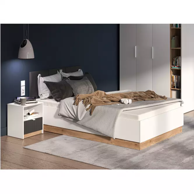 Posteľ Torino 120+Rošt Flx 1202 biela/dub castello/grafit,4