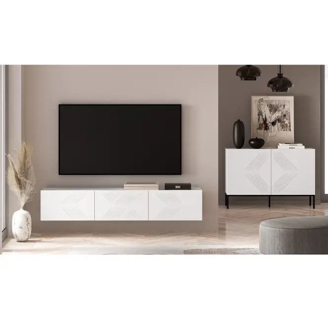 TV stolík závesný Clearing 07 biely,8