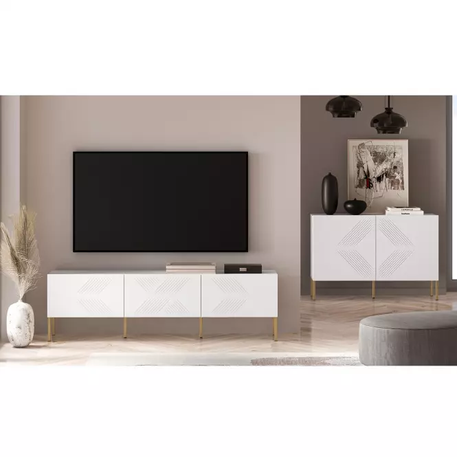 TV stolík Clearing 04 biela/zlatá,9