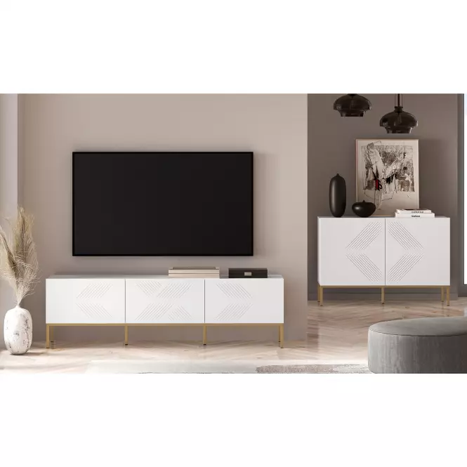 TV stolík Clearing 04 biela/zlatá,8