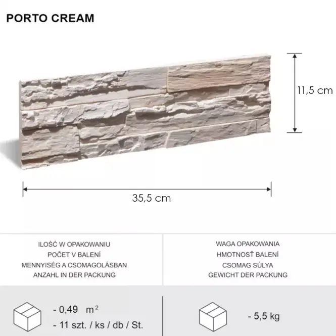 Sadrový obkladový kameň Porto Cream