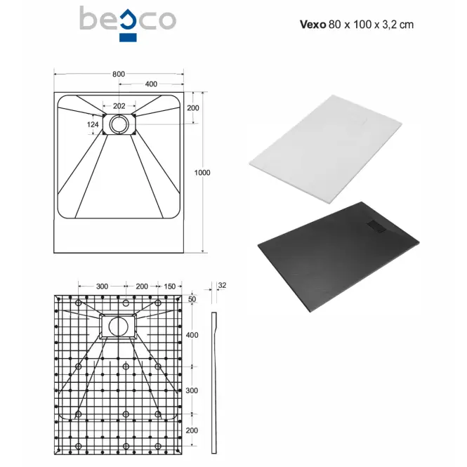 Vanička obdĺžniková Vexo 100x80 biela,7