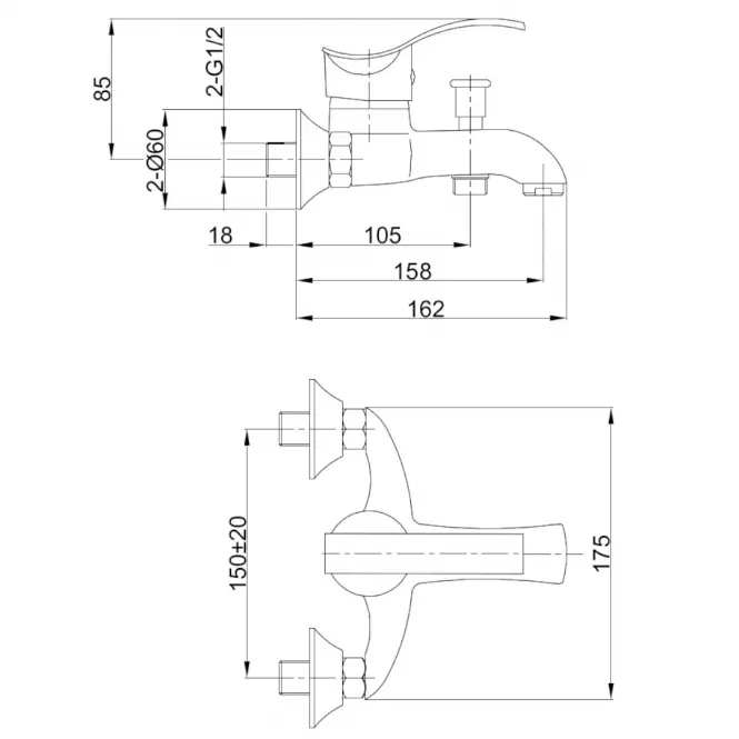 Batéria vaňová nástenná Anubis,2