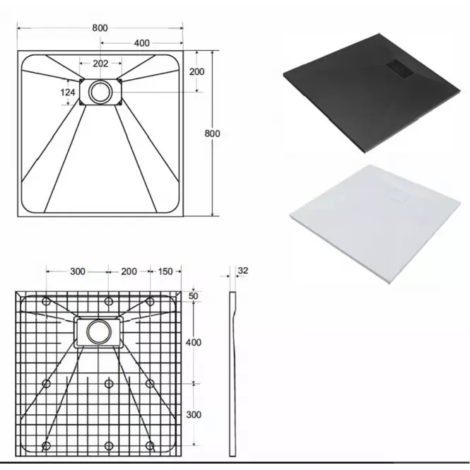 Vanička štvorcová Vexo 80x80 čierna