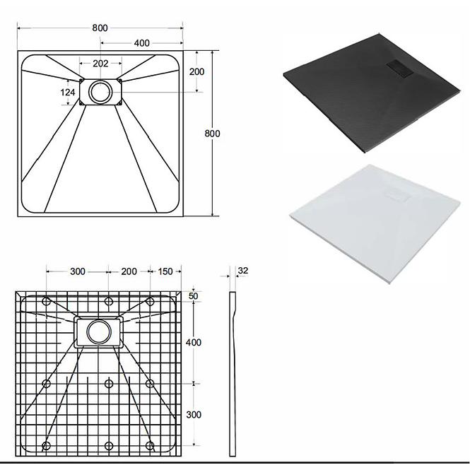 Vanička štvorcová Vexo 80x80 čierna