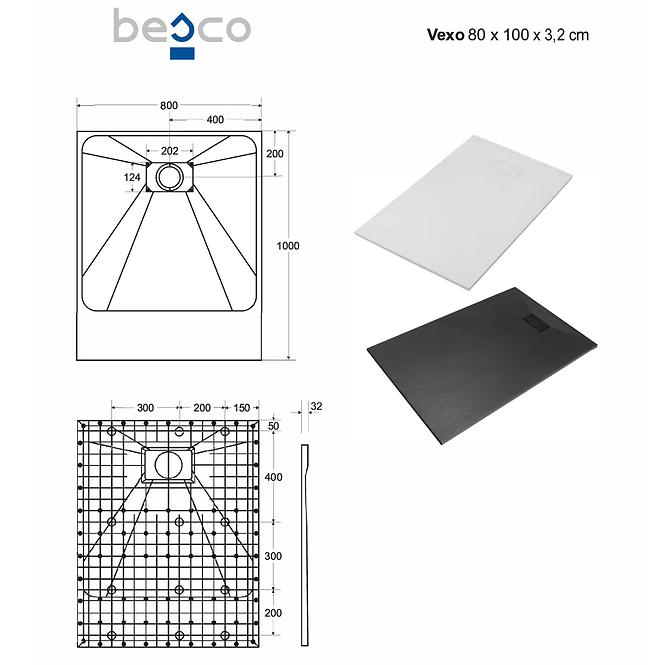 Vanička obdĺžniková Vexo 100x80 čierna
