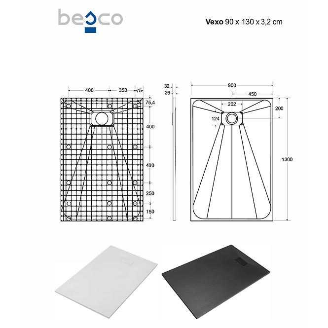 Vanička obdĺžniková Vexo 130x90 čierna