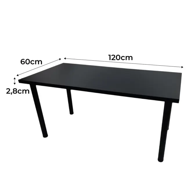 Písací Stôl Low Čierna 120x60x2,8 Model 0,2