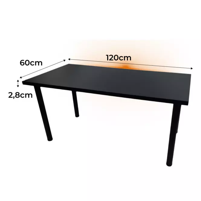 Písací Stôl Low Čierna 120x60x2,8 Model 1