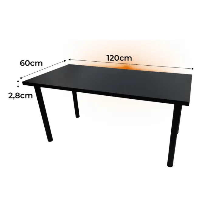 Písací Stôl Low Čierna 120x60x2,8 Model 1,2