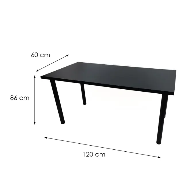 Písací Stôl Top Čierna 120x60x2,8 Model 1,3