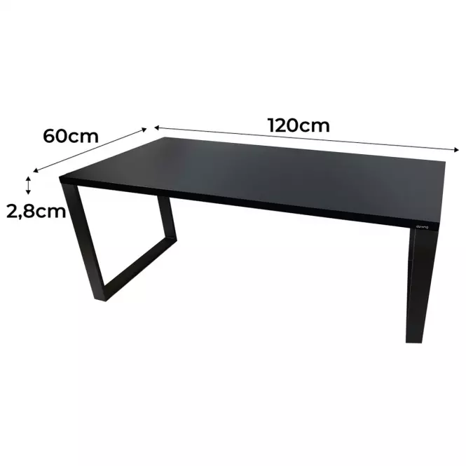Písací Stôl Low Loft Čierna 120x60x2,8 Model 0