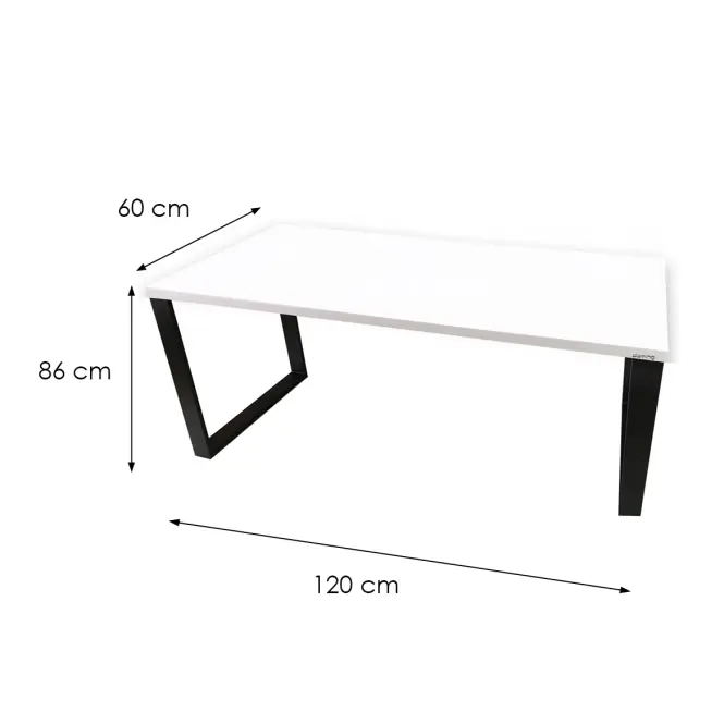Písací Stôl Low Loft Biely 120x60x2,8 Model 0,3