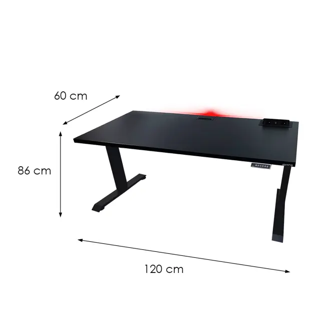 Písací Stôl Top Elektr. Čierna 120x60x3,6 Model 3,3