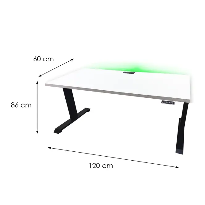 Písací Stôl Top Elektr. Čierna 120x60x2,8 Model 2,3