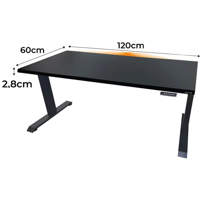 Písací Stôl Low Elektr. Čierna 120x60x2,8 Model 1,2