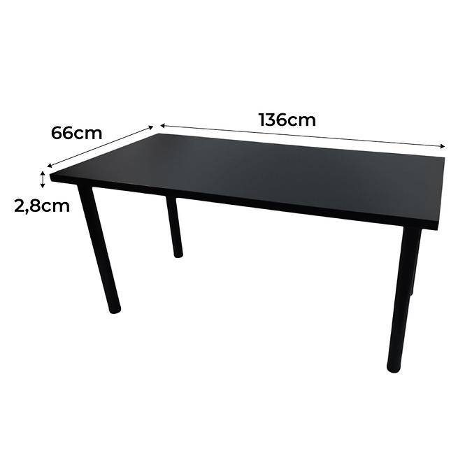 Písací Stôl Low Čierna 136x66x2,8 Model 0,2