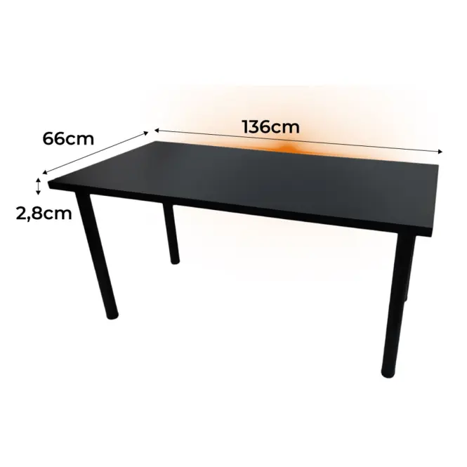 Písací Stôl Low Čierna 136x66x2,8 Model 1,2