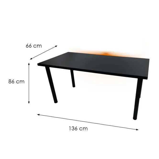 Písací Stôl Low Čierna 136x66x2,8 Model 1,3
