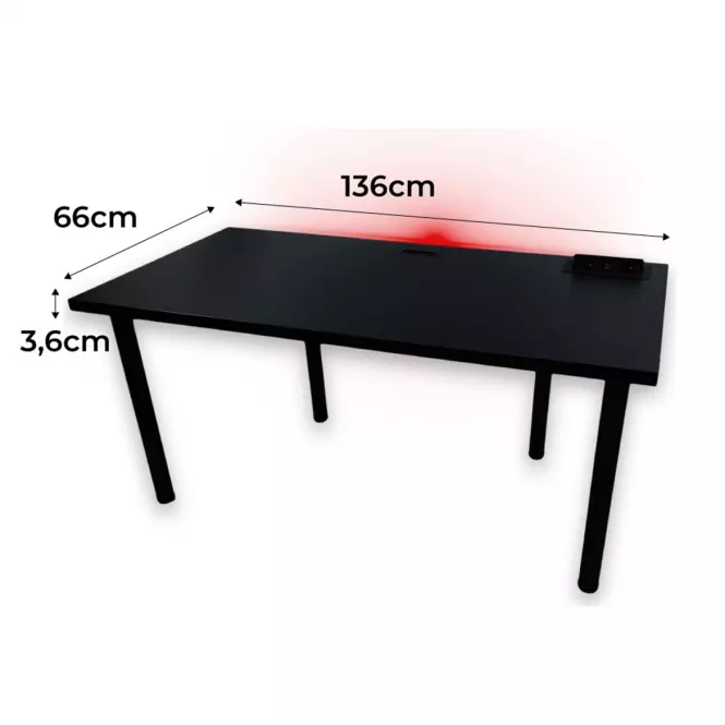 Písací Stôl Top Čierna 136x66x3,6 Model 3