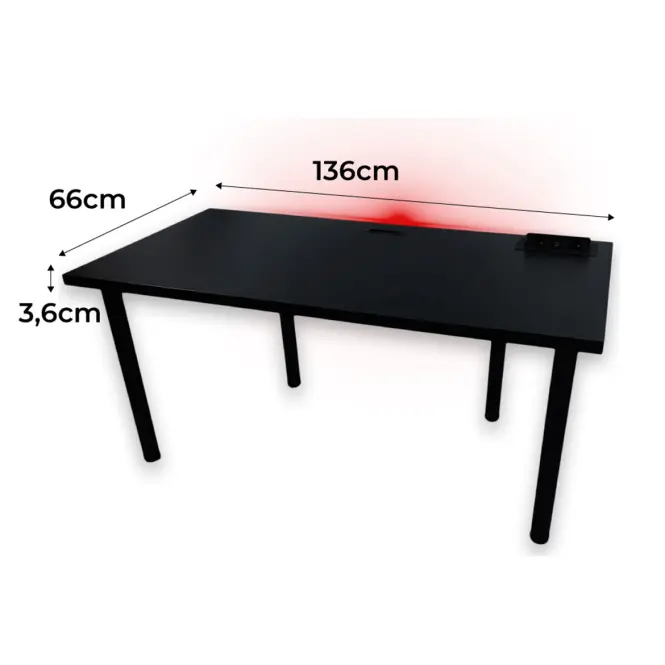 Písací Stôl Top Čierna 136x66x3,6 Model 3,2