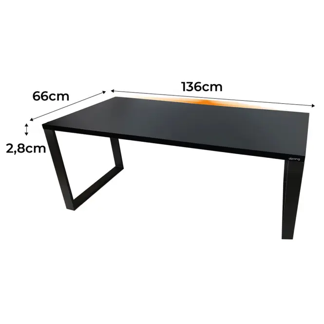 Písací Stôl Top Loft Čierna 136x66x2,8 Model 1,2