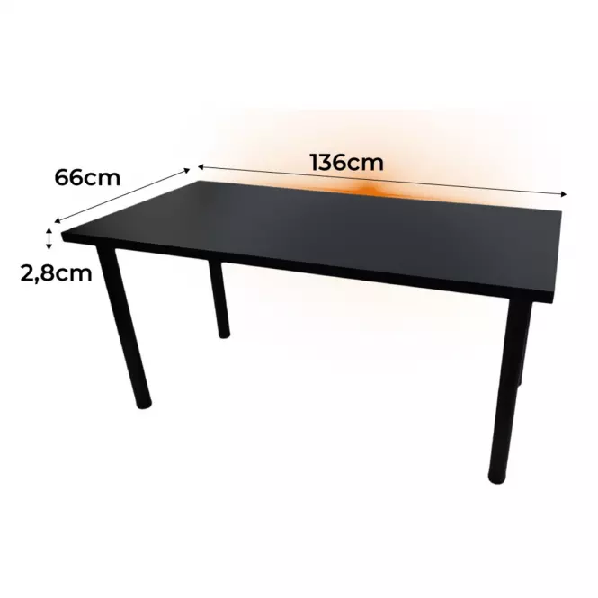Písací Stôl Low Loft Čierna 136x66x2,8 Model 1