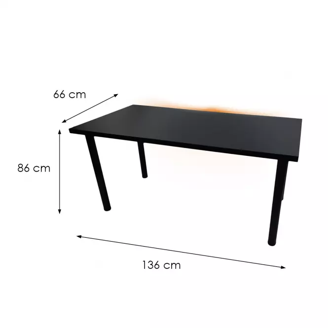 Písací Stôl Low Loft Čierna 136x66x2,8 Model 1