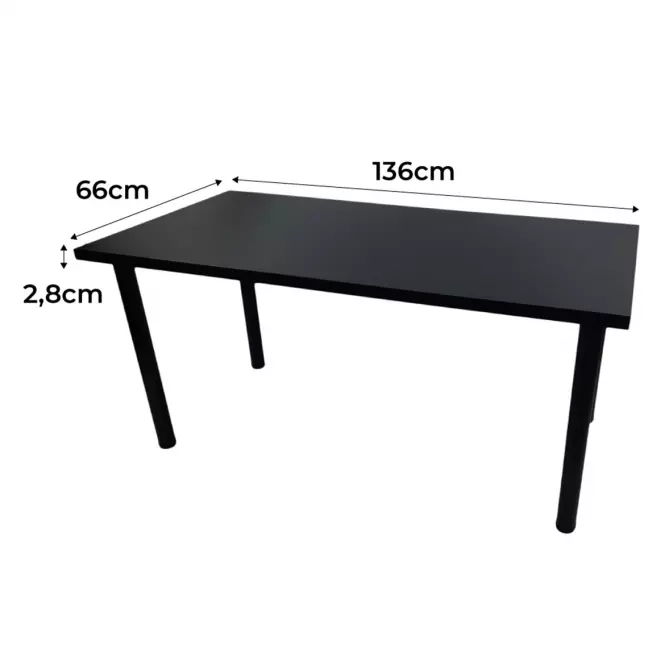 Písací Stôl Low Loft Čierna 136x66x2,8 Model 0